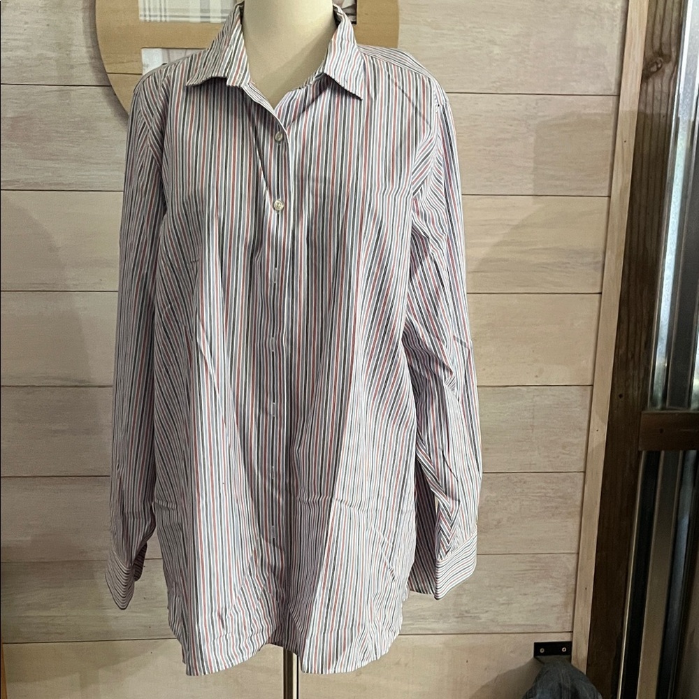 Lands' End Multicolor Striped Button Down Shirt 24W